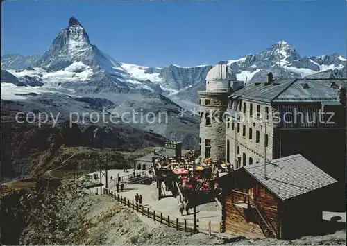 Zermatt VS Kulmhotel Station Gornergrat mit Matterhorn Dent Blanche Kat. Zermatt