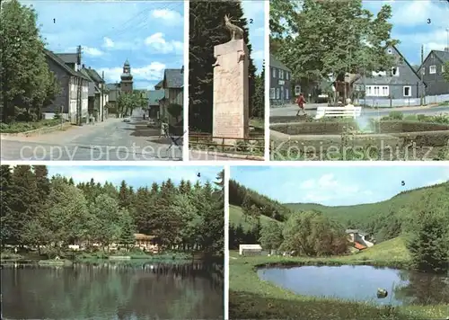 Frauenwald Thueringen Suedstrasse Monument Platz des Friedens Cafe Lenkgrund Fraubachmuehle Kat. Frauenwald