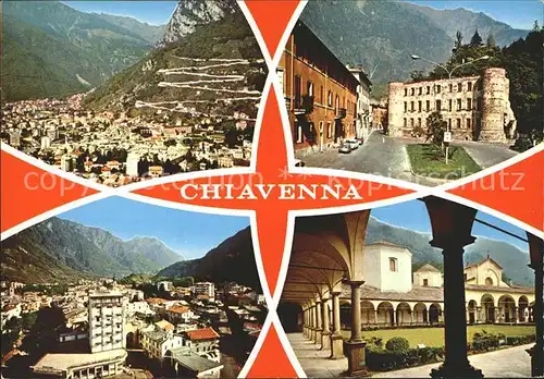 Chiavenna Teilansichten Arkaden Alpen Kat. Italien