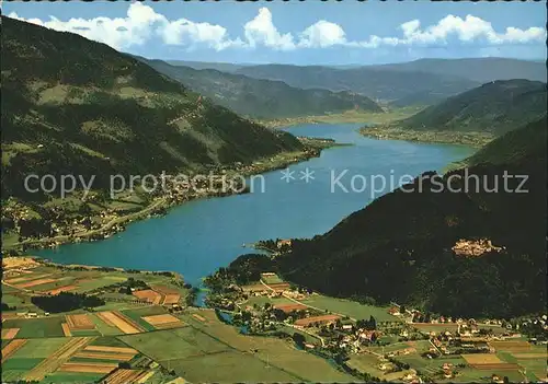 Ossiachersee Fliegeraufnahme Ruine Landskron Kat. Ossiach