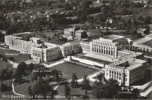 Geneve GE Fliegeraufnahme Le Palais des Nations Unies Kat. Geneve