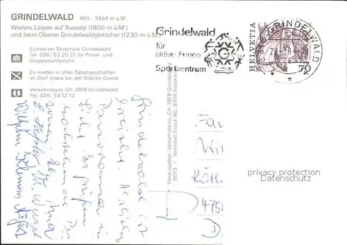 Grindelwald Loipenkarte Kat. Grindelwald