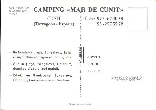 Costa Dorada Fliegeraufnahme Camping Cunit  Kat. Spanien