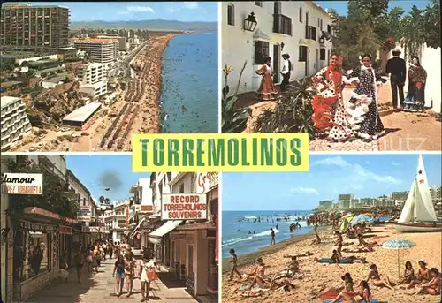 Torremolinos Teilansichten Strand Flamenco Kleider Kat. Malaga Costa del Sol