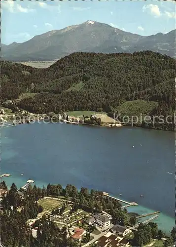 Klopeinersee Panorama mit Ausflugsberg Petzen Fliegeraufnahme Kat. Oesterreich