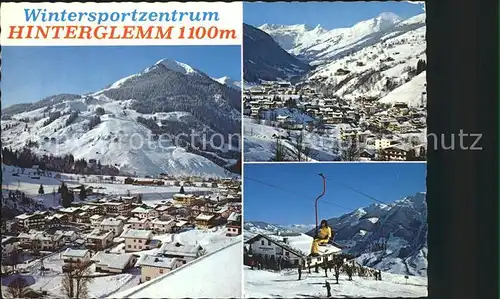 Hinterglemm Saalbach Gesamtansicht Wintersportplatz mit Zwoelferkogel Reiterkogellifte Alpenpanorama