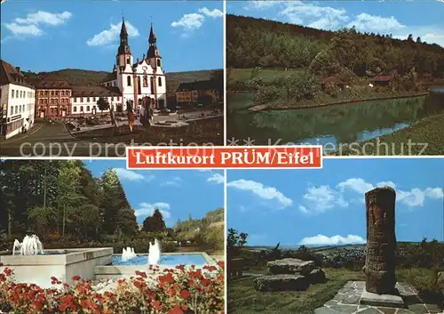 Pruem Eifel Kirche Wasserspiele Brunnen Ententeich Gedenkstein Kat. Pruem