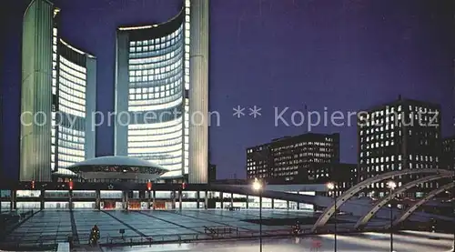 Toronto Canada Nathan Phillips Square New City Hall Building at night Kat. Ontario