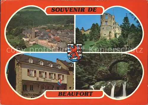 Beaufort Befort Luxembourg Vue generale Chateau Mairie Schiessentuempel Wasserfall Kat. Echternach