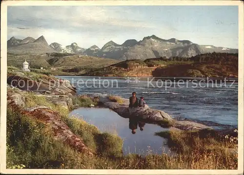 Norwegen Norge The Saltstraum Malstrom with Boervasstindene in the background Kat. Norwegen