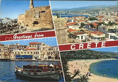 Crete Kreta Strand Boot Festung  Kat. Insel Kreta