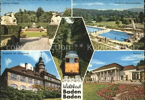 Baden Baden Merkur Bergbahn Kurhaus Hardberg Schwimmstadion Goenner Anlagen Kat. Baden Baden