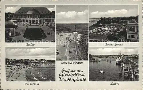 Travemuende Ostseebad Casino Mole Casinogarten Strand Hafen Kat. Luebeck