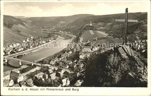 Cochem Mosel mit Pinnerkreuz und Burg Kat. Cochem