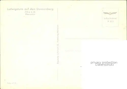 Donnersberg Ludwigsturm Rheinpfalz Fliegeraufnahme Kat. Dannenfels