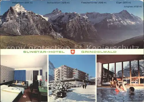 Grindelwald Sunstrar Hotel Fiescherhoerner Eiger Schreckhorn Kat. Grindelwald