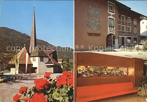 Algund Merano Pfarrkirche Raiffeisenkasse  Kat. Italien