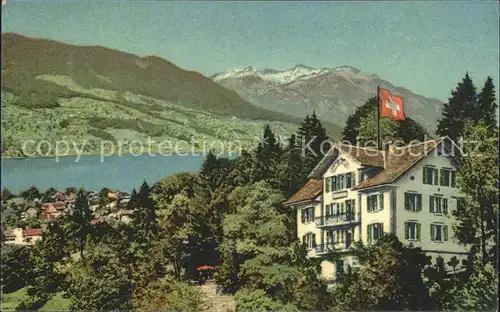Sachseln OW Hotel Pension Felsenheim Caritasheim Schweizer Flagge Alpen Kat. Sachseln