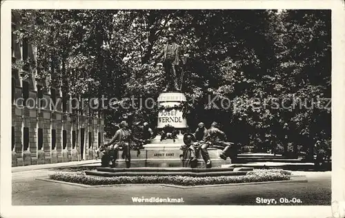 Steyr Enns Oberoesterreich Werndldenkmal Statue Kat. Steyr