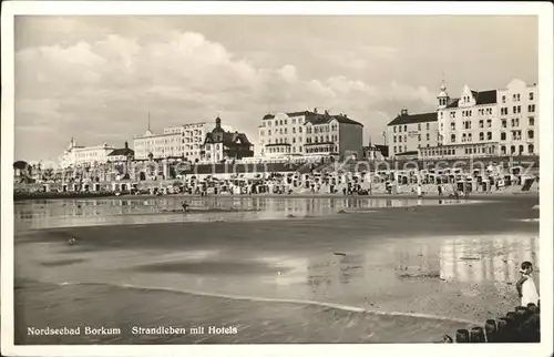 Borkum Nordseebad Strandleben mit Hotels Kat. Borkum