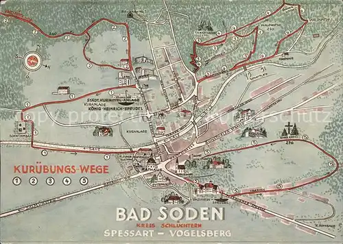 Bad Soden Stolzenberg Kuruebungswege Landkarte Kat. Bad Soden Salmuenster