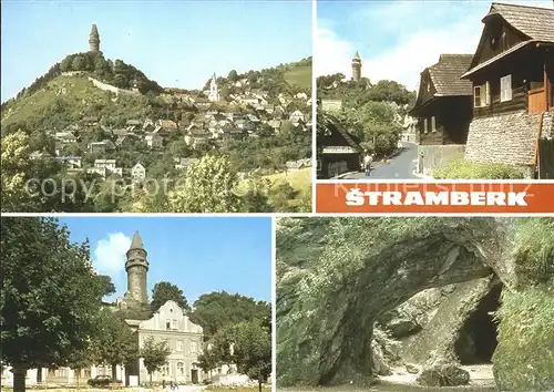 Stramberk Teilansicht mit Schlossturm Holzhaeuser Felsen Kat. Tschechische Republik
