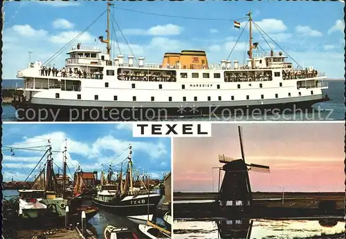 Texel Hafen Windmuehle Schiff Marsdiep Kat. Niederlande