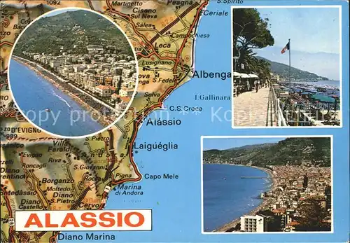 Alassio Strandpromenade Karte Kat. 