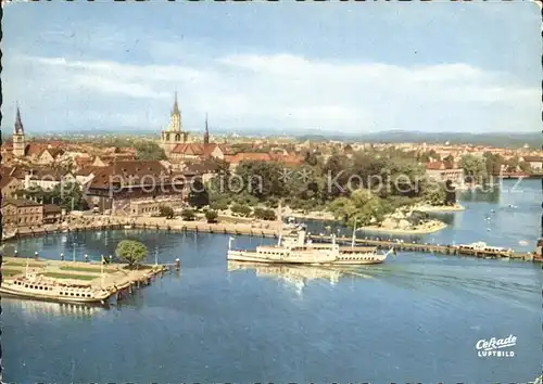 Konstanz Bodensee Blick auf den Hafen Konzil und Dom Kat. Konstanz