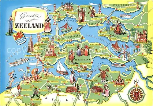 Zeeland Niederlande uebersichtskarte Kat. Niederlande