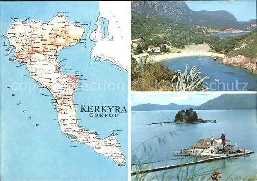 Kerkyra Landkarte Insel Bucht Kat. Corfu Korfu