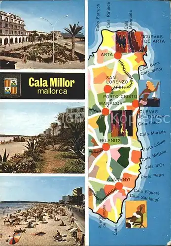 Cala Millor Mallorca Strand Promenade Landkarte Kat. Islas Baleares Spanien