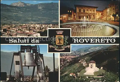 Rovereto Trentino Panorama Innenstadt Brunnen Friedensglocke Maria Dolens Kat. Italien