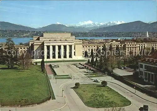 Geneve GE Palais des Nations et le Mont Blanc Kat. Geneve