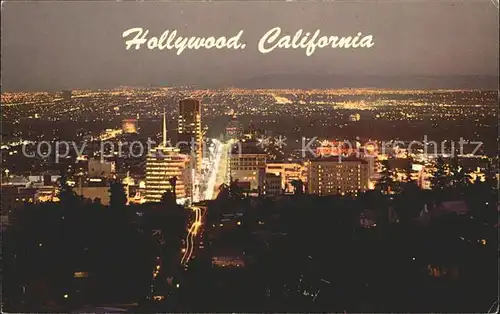 Hollywood California at Night Fliegeraufnahme Kat. Los Angeles United States
