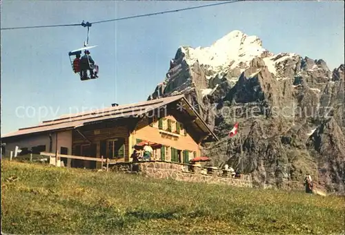 Grindelwald Sesselbahn Restaurant Bort mit Wetterhorn Kat. Grindelwald