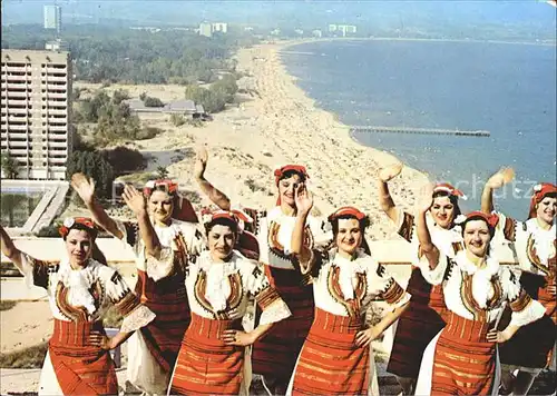 Slantschev Brjag Strand und Frauen in Tracht Volkstanz / Bulgarien /