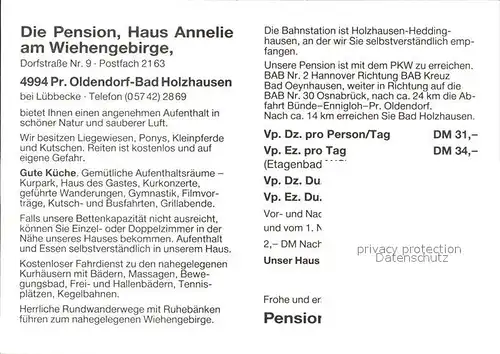 Bad Holzhausen Luebbecke Pensionshaus Annelie Kat. Preussisch Oldendorf