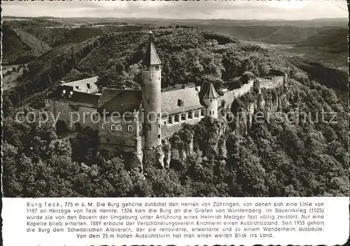 Burg Teck Fliegeraufnahme Kat. Owen