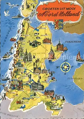 Velsen Nord Holland Karte Ijsselmeer Flevoland  Kat. Velsen