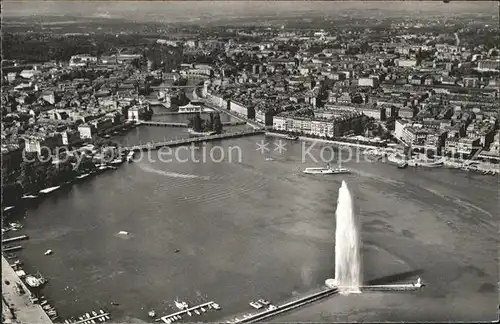 Geneve GE Jet d eau Rade et la Ville Lac vue aerienne Genfersee Kat. Geneve