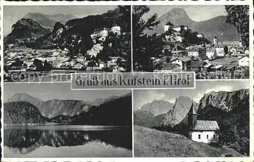 Kufstein Tirol Gesamtansicht mit Alpenpanorama See Wasserspiegelung Kapelle Kat. Kufstein