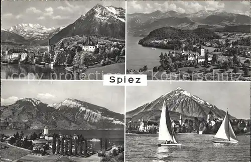 Spiez Thunersee BE Panorama Alpen Segeln / Spiez /Bz. Niedersimmental