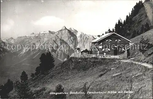 Boscheben Almgasthaus Patscherkofel mit Serles Stubaier Alpen Kat. Ellboegen