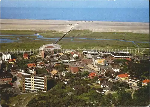 Bad St Peter Ording Kurzentrum Bruecke Sandbank Arche Noah Nordseeheilbad Schwefelbad Fliegeraufnahme