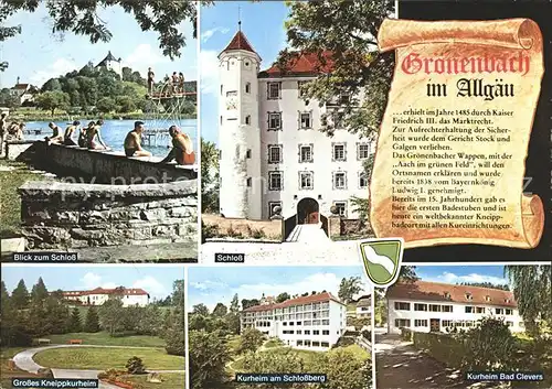 Groenenbach Bad SchwimmbadSchloss Kneippkurheim Schlossberg Kurheim Bad Clevers Geschichte Kat. Bad Groenenbach