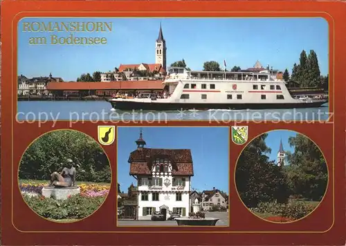 Romanshorn TG Bodensee Faehre Skulptur Park Kirchturm Restaurant zum Schiff Kat. Romanshorn