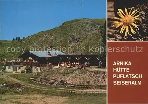 Seiser Alm Jausenstation Arnika Huette Puflatsch Kat. Seis am Schlern Kastelruth Suedtirol