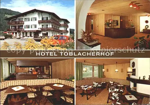 Toblach Suedtirol Hotel Restaurant Toblacherhof Gastraum Rezeption Kat. Dobbiaco