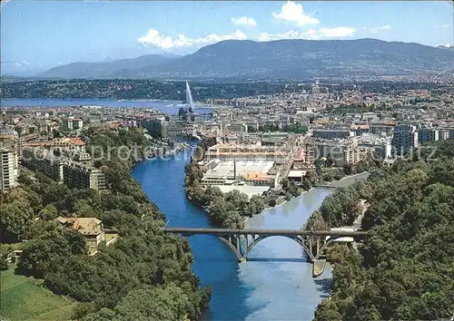 Geneve GE Vue aerienne de la Jonction entre le Rhone et l Arve Kat. Geneve